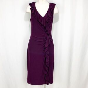 Ralph Lauren Purple Sleeveless V-Neck Ruffle Dress